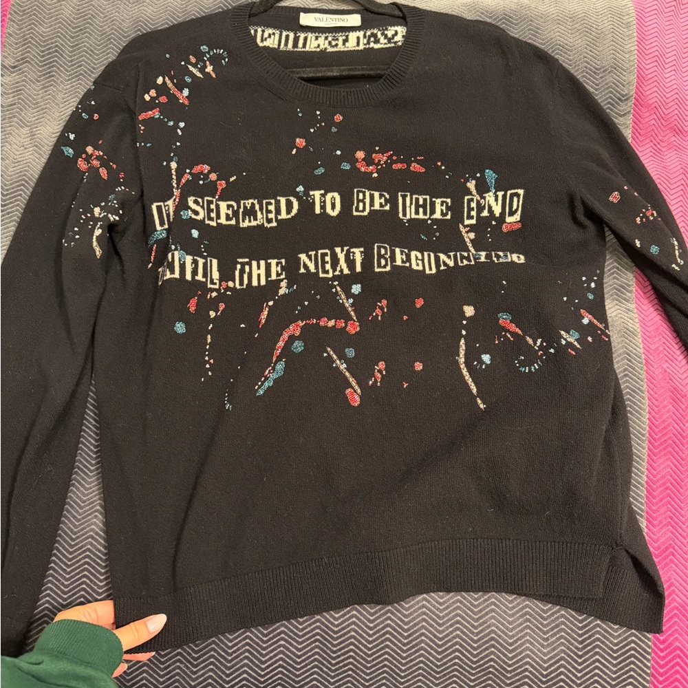 Valentino Black Sweater with Colorful Graphic